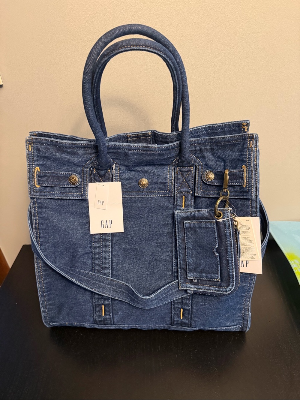 Gap Large Five Pocket Tote with Free Denim Wallet Charm